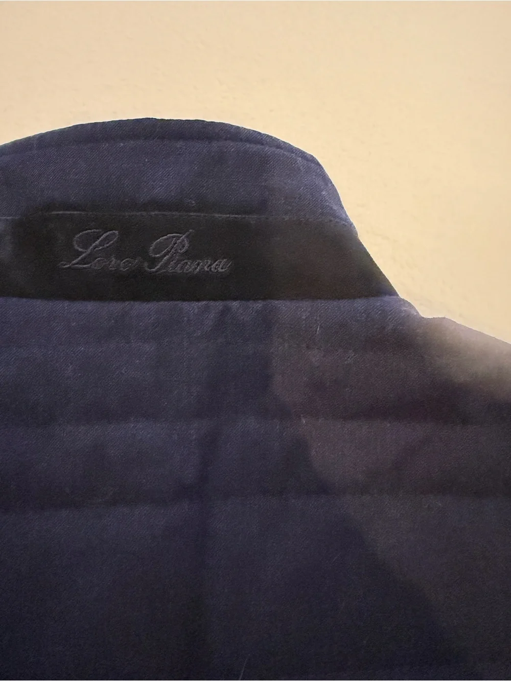 Loro Piana Navy Quilted Wool Sleeveless Vest Large
